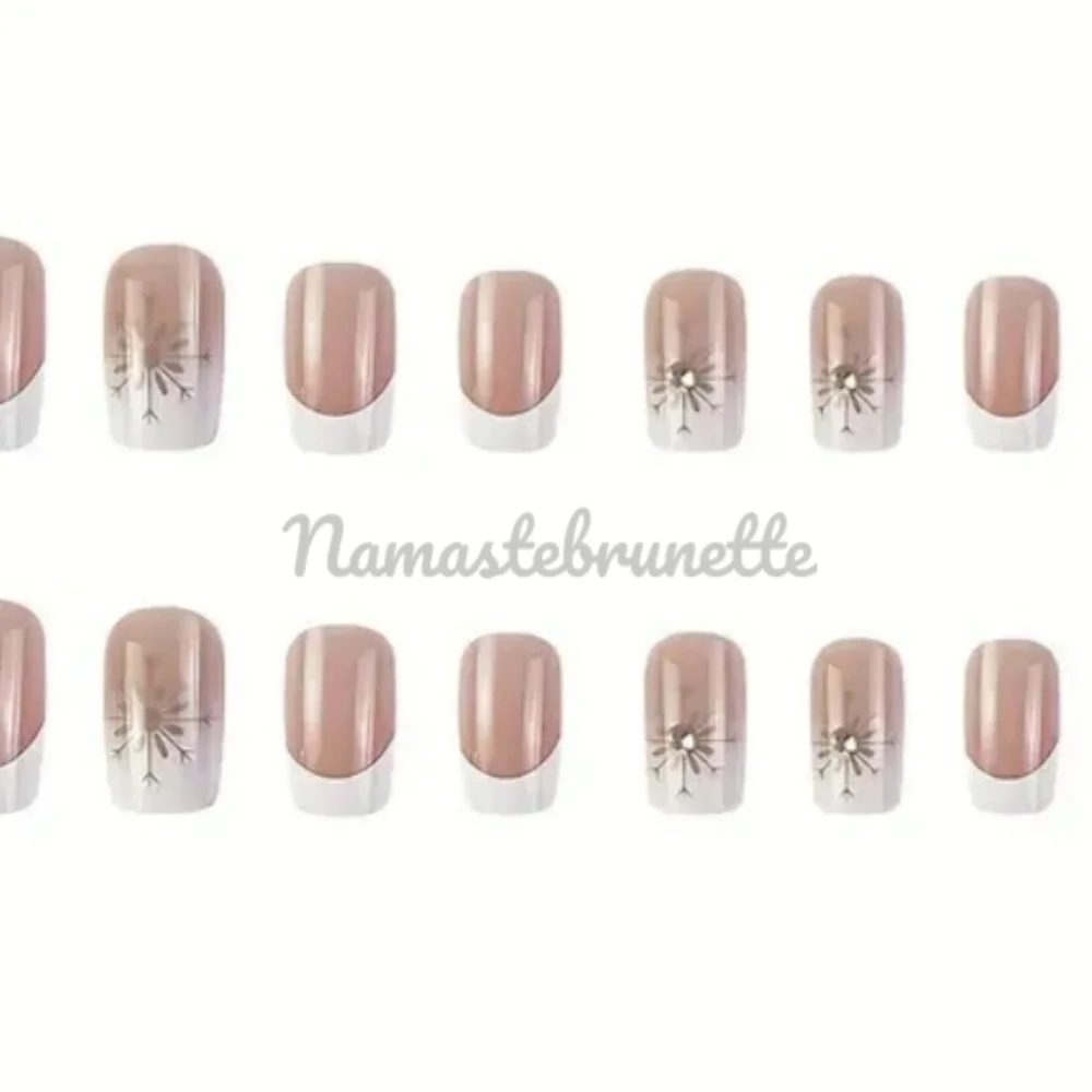 2/$16 Rhinestone French Manicure Press On Nails